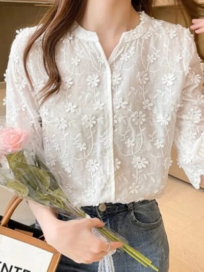 Blouse blanche bohème en dentelle élégante