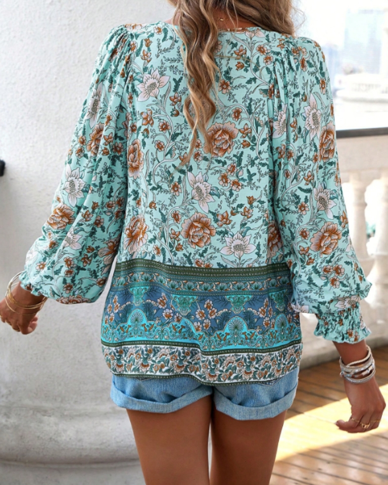 Blouse fleurie colorée style romantique