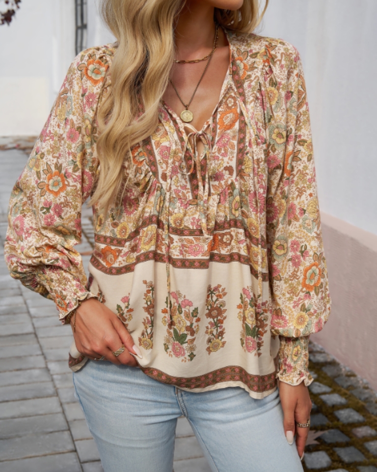 Blouse fleurie colorée style romantique