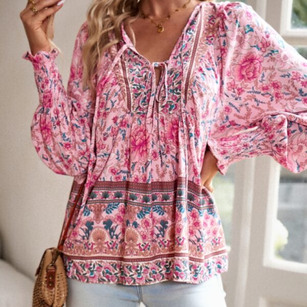 Blouse fleurie colorée style romantique