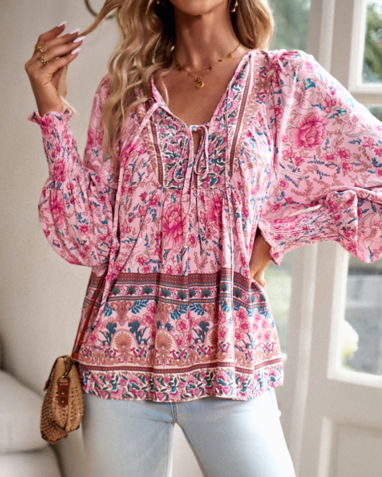 Blouse fleurie colorée style romantique