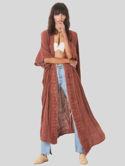 Cardigan plage long femme bohème chic