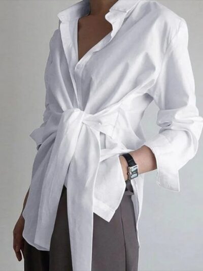 Chemise femme blanche nouée style élégant