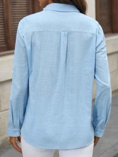 Chemise femme coton lin style décontracté