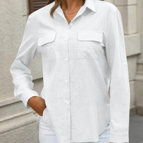 Chemise femme coton lin style décontracté