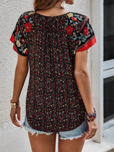 Chemisier femme imprimé manches courtes décontracté chic