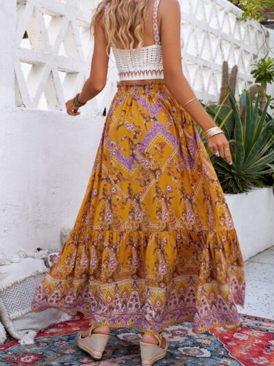 Jupe longue bohème femme polyester élégante