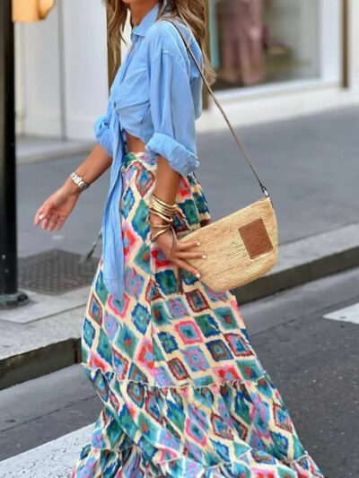 Jupe longue bohème colorée été femme