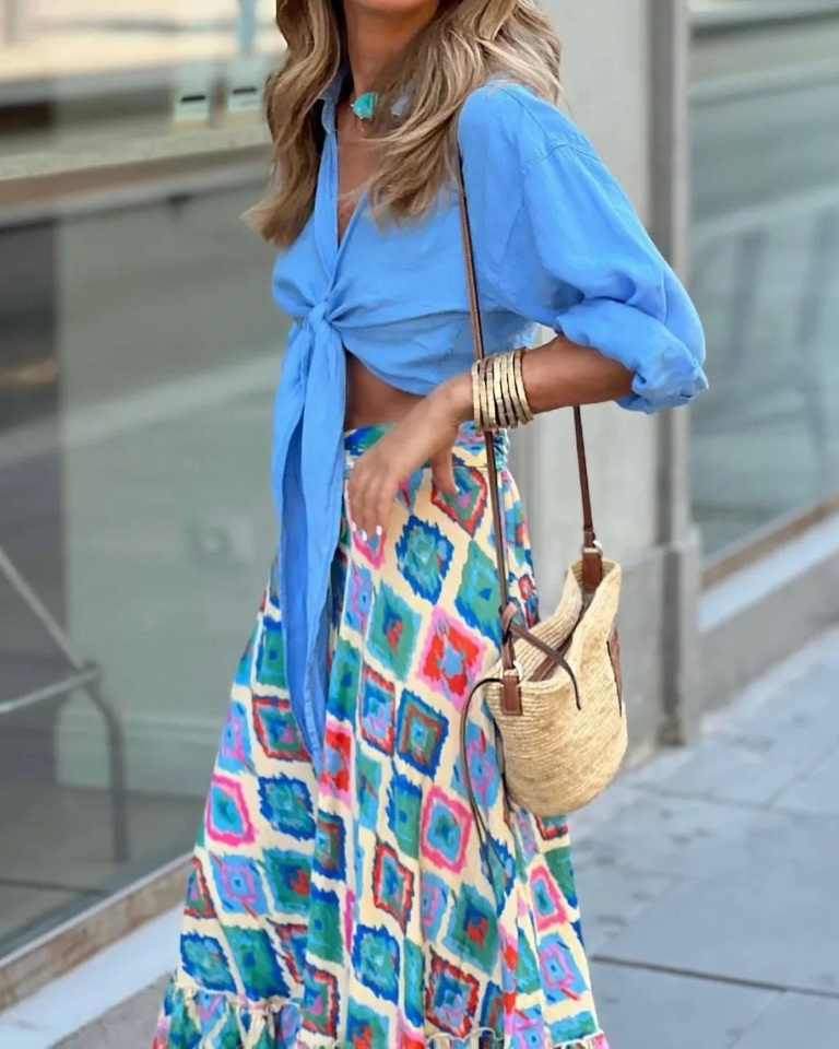 Jupe longue bohème colorée été femme