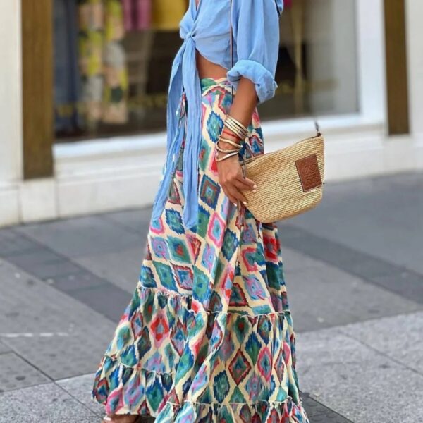 Jupe longue bohème colorée été femme
