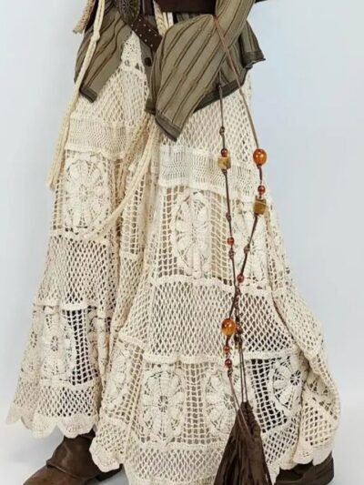 Jupe longue bohème dentelle chic femme