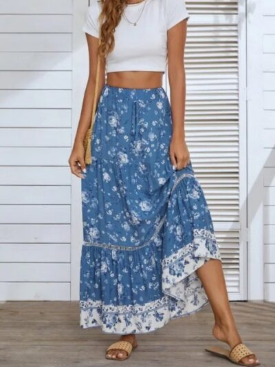 Jupe longue bohème fleurie
