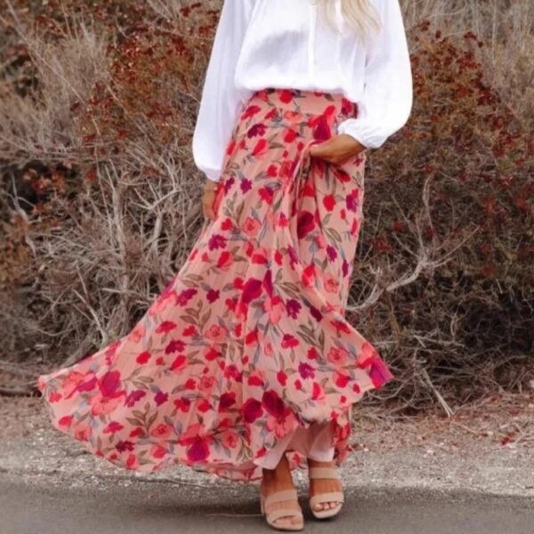 Jupe longue bohème fleurie été