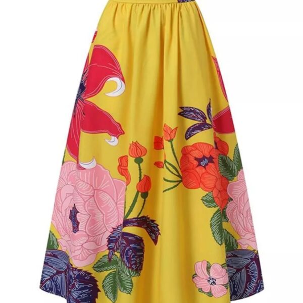 Jupe longue bohème fleurie évasée chic