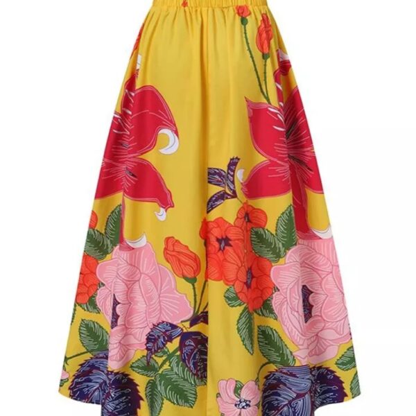 Jupe longue bohème fleurie évasée chic