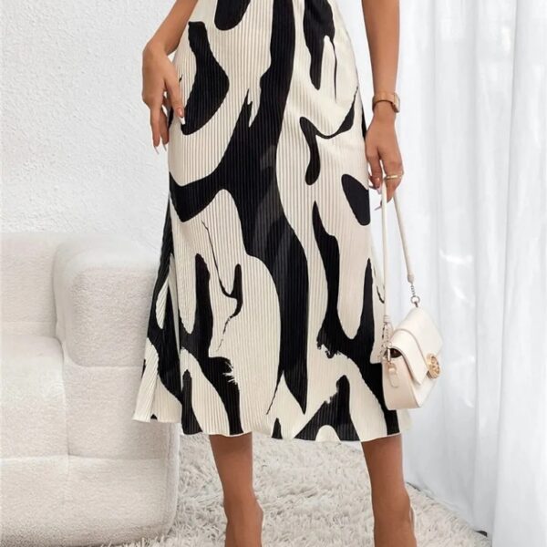 Jupe longue imprimé motif graphique taille haute