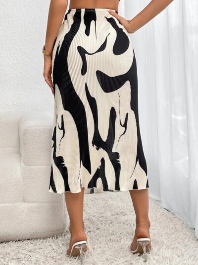 Jupe longue imprimé motif graphique taille haute