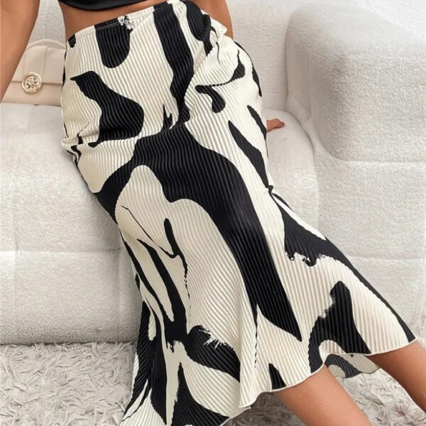 Jupe longue imprimé motif graphique taille haute