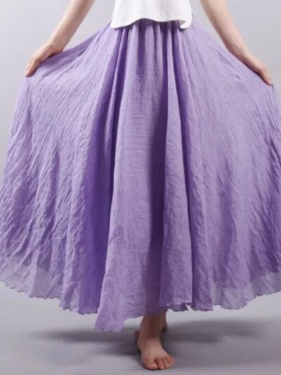 Jupe longue plissée taille haute élégante fluide