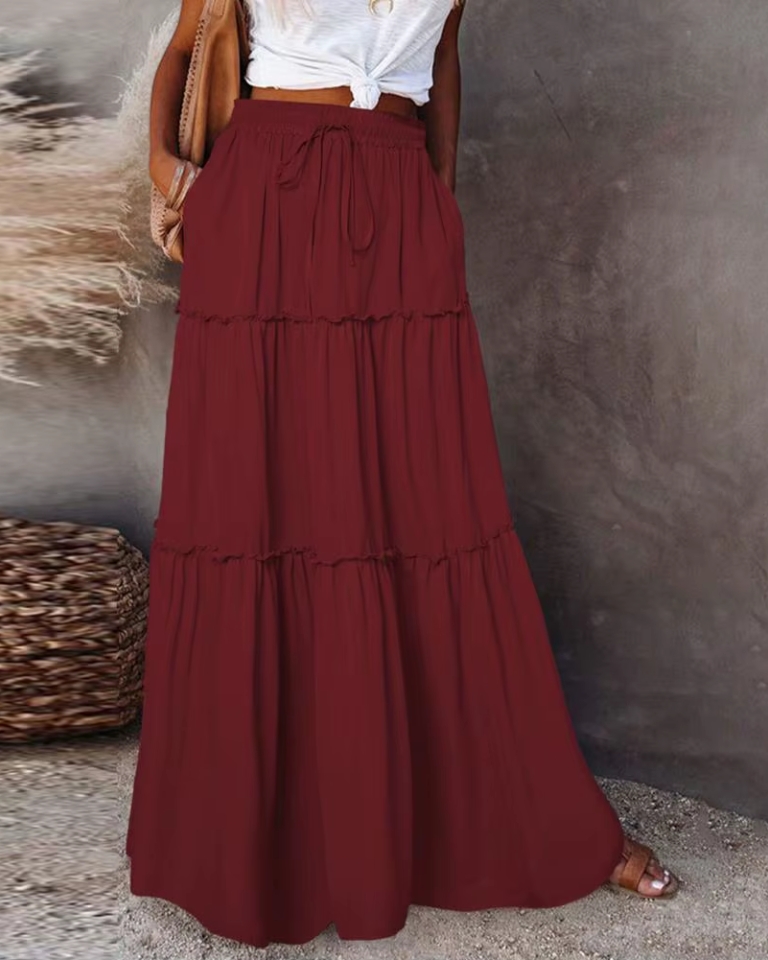 Jupe longue taille haute évasée élégante vintage