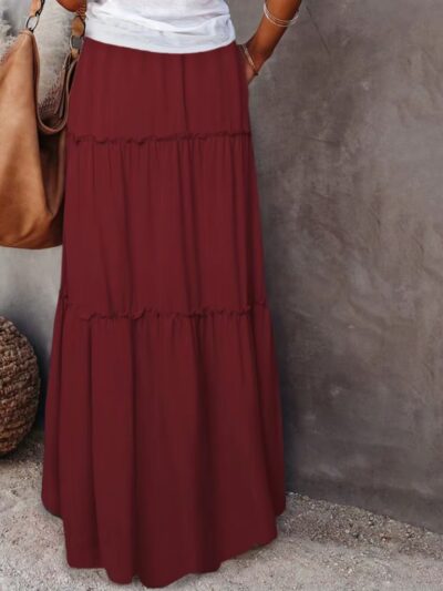 Jupe longue taille haute évasée élégante vintage