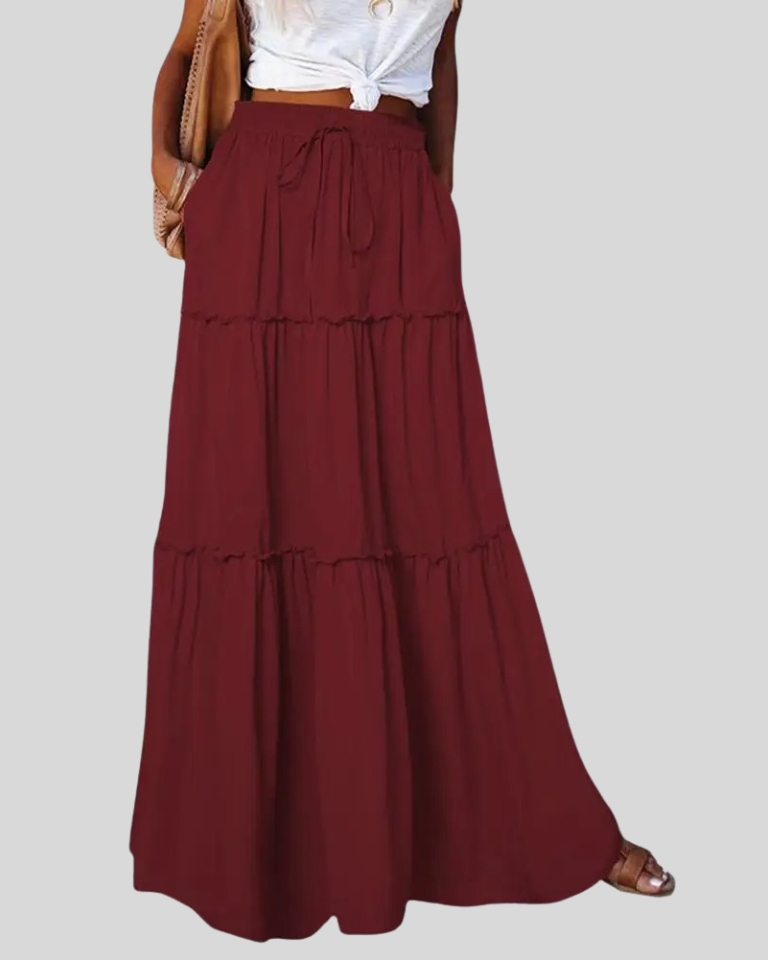 Jupe longue taille haute évasée élégante vintage