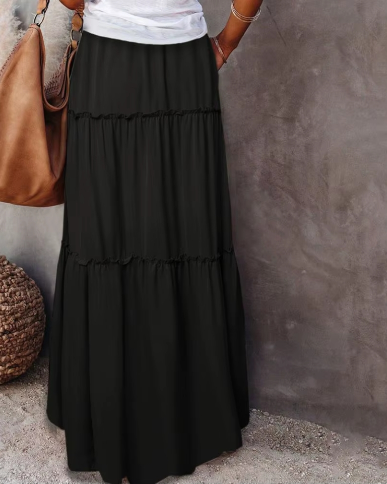 Jupe longue taille haute évasée élégante vintage