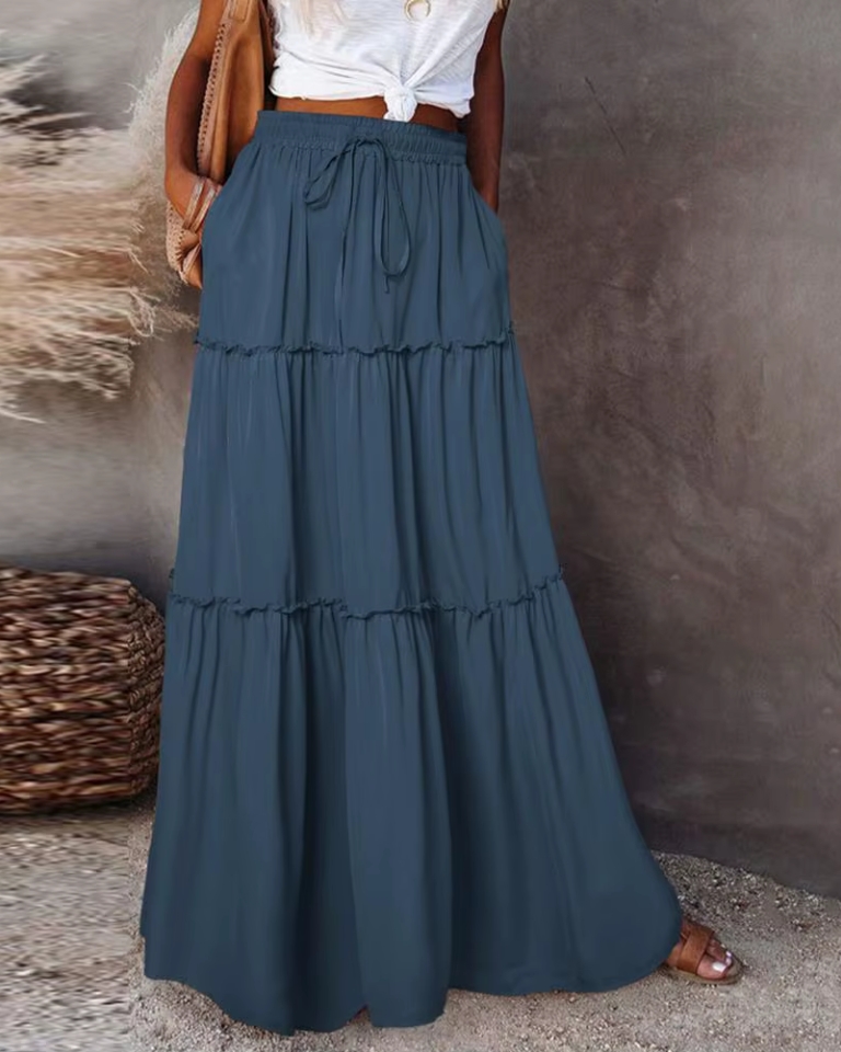 Jupe longue taille haute évasée élégante vintage