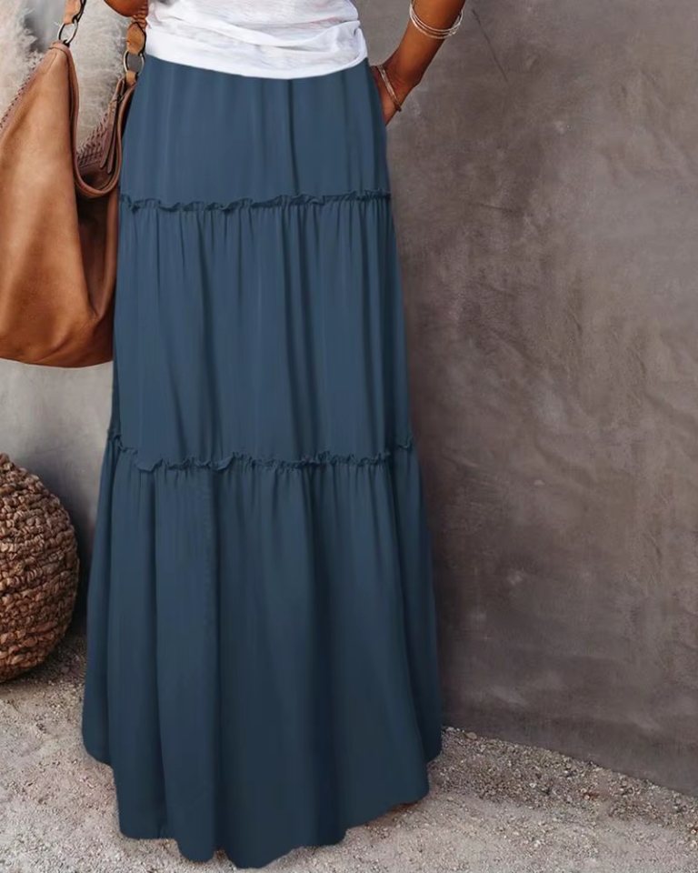 Jupe longue taille haute évasée élégante vintage