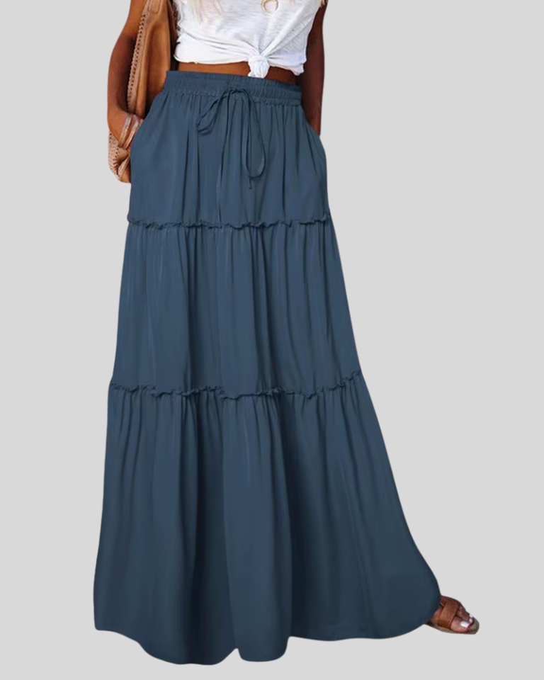 Jupe longue taille haute évasée élégante vintage