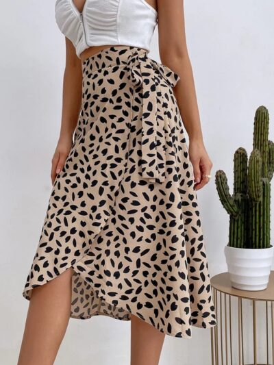 Jupe portefeuille femme asymétrique imprimé bohème