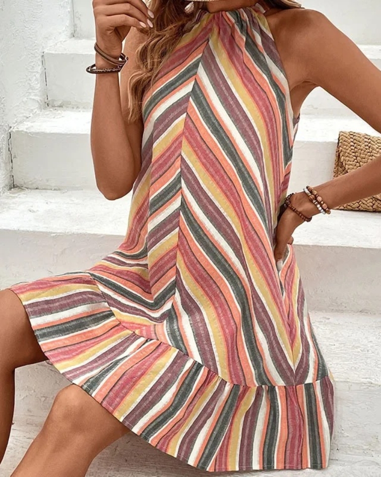 Robe d’été bohème à rayures colorées
