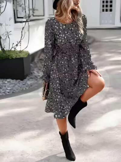 Robe midi fleurie bohème à manches longues