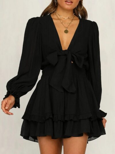 Robe trapèze imprimé floral manches longues